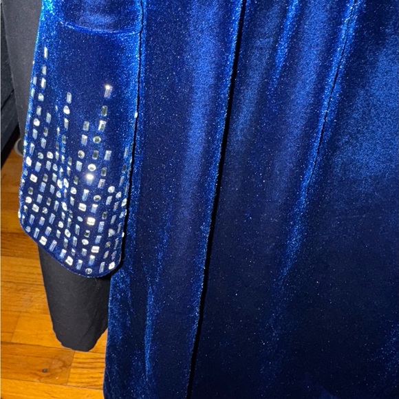Calvin Klein Blue velvet dress with rhinestones - Picture 3 of 5